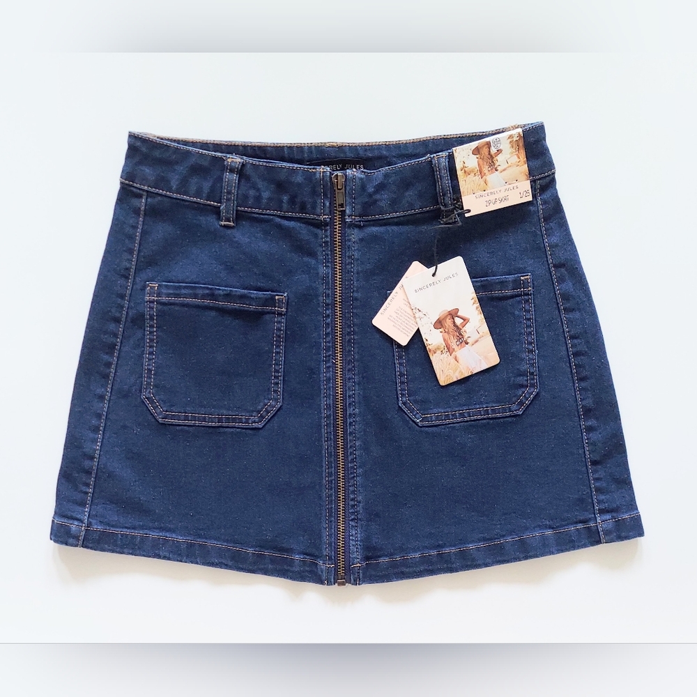 Sincerely Jules Denim Zip Up Mini Skirt Size US 1 EU 25 NWT